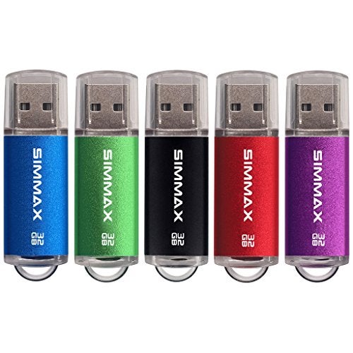 SIMMAX Flash Drive 5 Pack 32GB USB 2.0 Flash Drives Thumb Drive Memory Stick Pen Drive with Led Indicator (Blue Green Black Red Purple) - Image 1