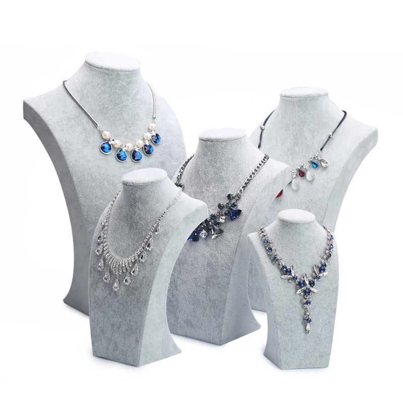 Necklace Displays Organizer Neck Chain Jewelry Bust Stands Portrait Neck Pendant Model Display Prop (Grey) - Image 4