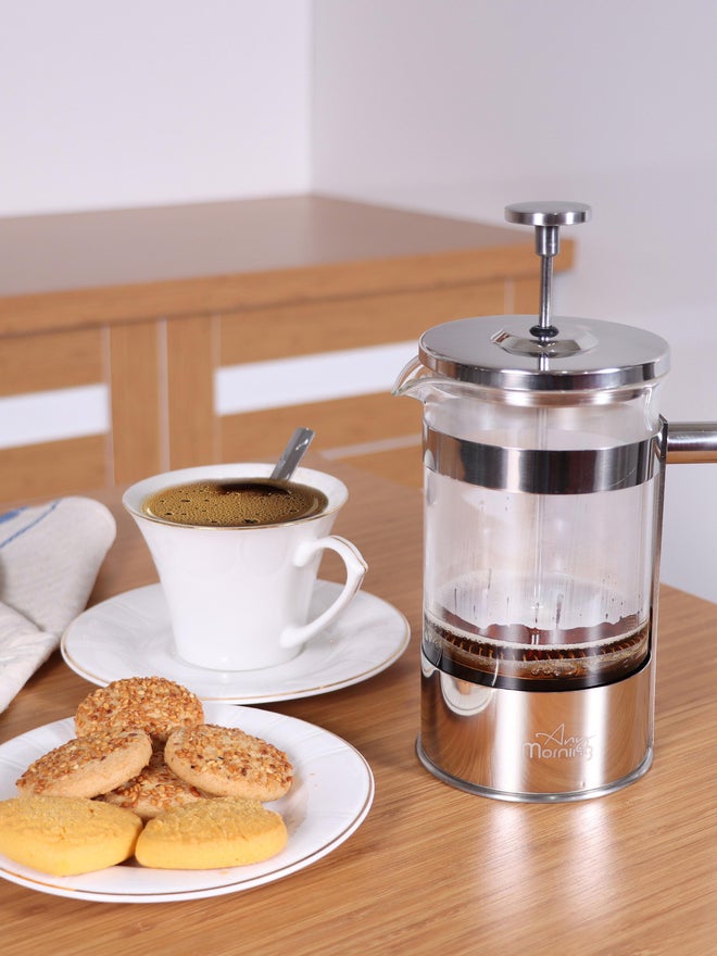 Any Morning French Press Coffee and Tea Maker with Triple Stainless Steel Filters 600ml Silver - Image 3