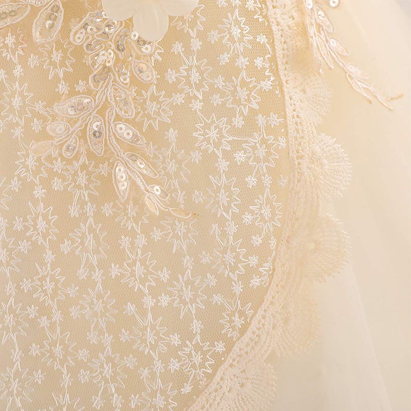 OBEEII Baby Girl Lace Flower Tutu Dress Summer Sleeveless Floral Emboridered Beaded Ruffle Tulle Gown Wedding Birthday Baby Shower Mesh Dress - Image 5