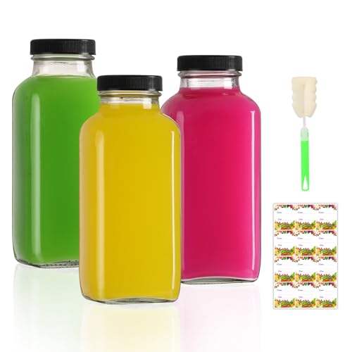 AuroTrends 12 oz Glass Bottles with Lids 3Pack for Juicing, Water, Kombucha - 360ml Portable Juicing Bottles Reusable Glass 12oz (12fl.oz, Set of 3) - Image 5