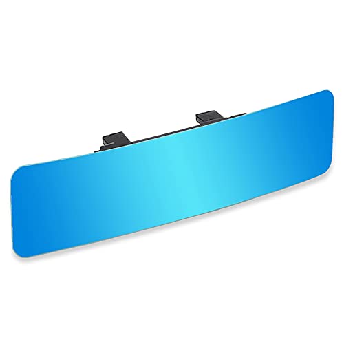 SkycropHD Anti Glare Rear View Mirror Frameless Car Interior Rearview Mirror Panoramic Wide Angle to Eliminate Blind Spots – Convex,11.8in (Blue) - Image 1