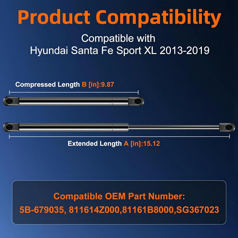 Euplokeer 5B-679035 Lift Support Gas Shock Strut Fits for Hyundai Santa Fe Hood 13 to 18 Lift Supports Slow wear optimized quality - Image 2