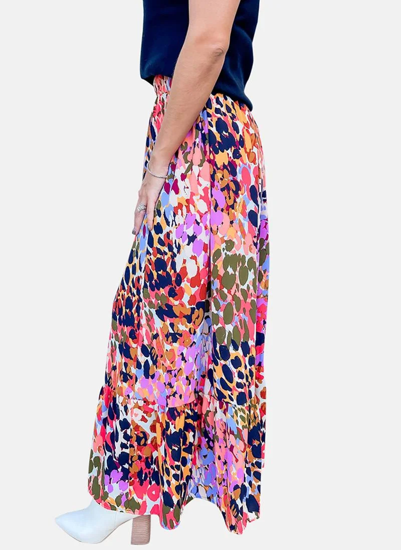 يونيكي Multicolour Printed Tiered Maxi Skirt