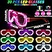 UZLU 44 Pcs Glow in the Dark Party Supplies 20 LED Light Up Glasses 24 Glow Sticks LED Party Favors Light Up Pop Tubes Flash Glasses LED Bracelet Necklace for Birthday Wedding Goodie Bag - Image 4
