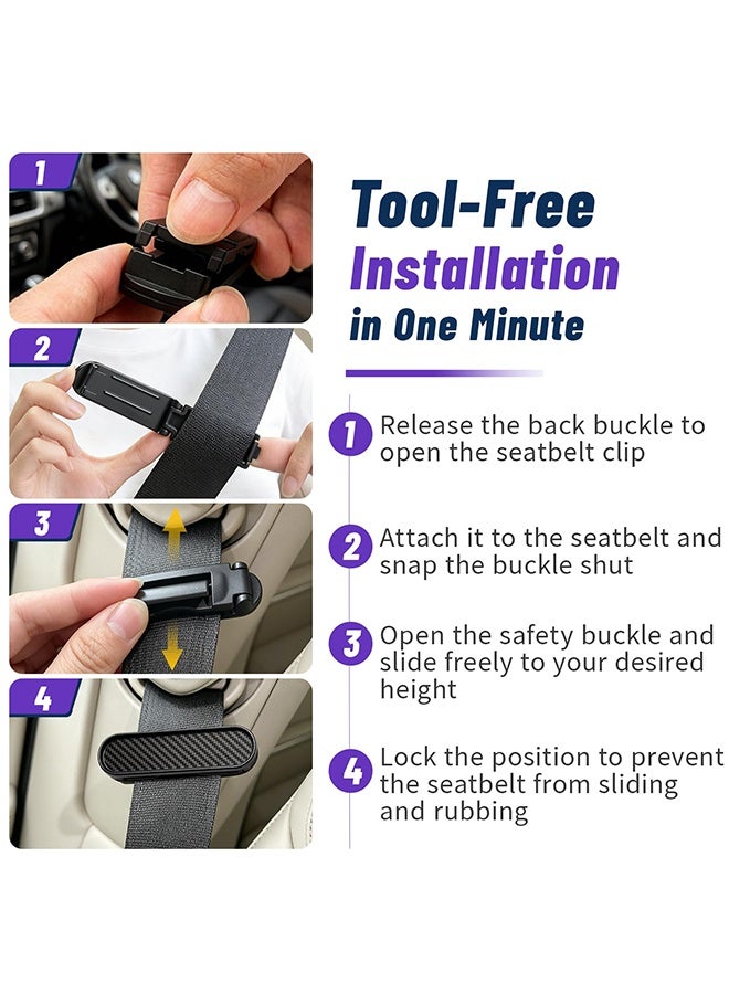 4 Pack Universal Car Seatbelt Adjuster Clips, Neck Pain Relief Seat Belt Positioner with Lock, Tool-Free Quick Mount Pain-Free Shoulder Support, Comfort Seatbelt Clip for Adults Short People Drivers Pregnant Women - Image 3