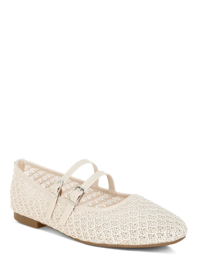 London Rag Beige Pin Buckle Strapped Ballerinas in Beige for Women | Best Price UAE