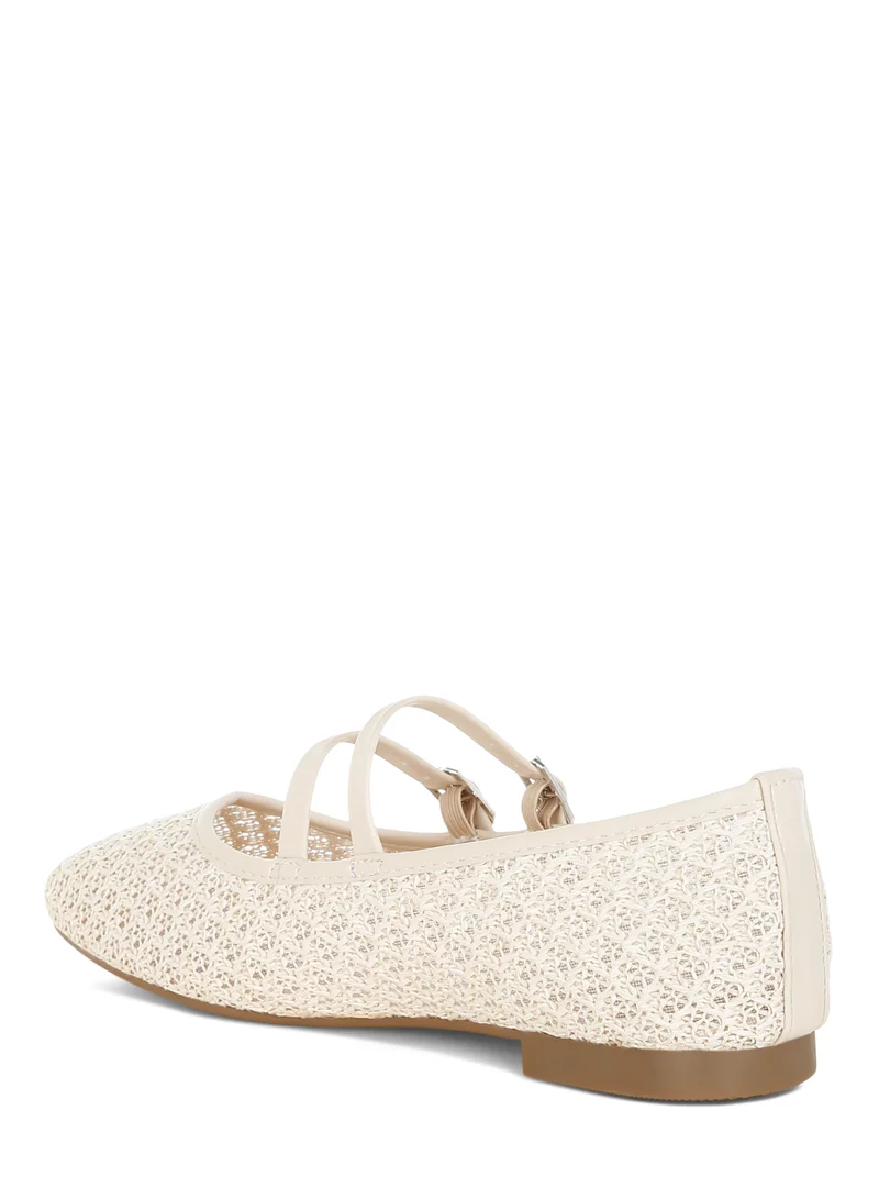 London Rag Beige Pin Buckle Strapped Ballerinas in Beige for Women | Best Price UAE