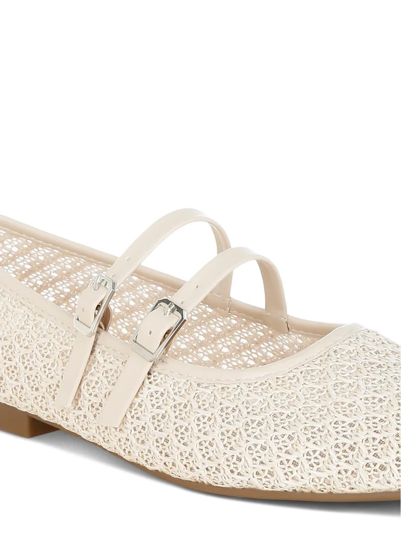London Rag Beige Pin Buckle Strapped Ballerinas in Beige for Women | Best Price UAE