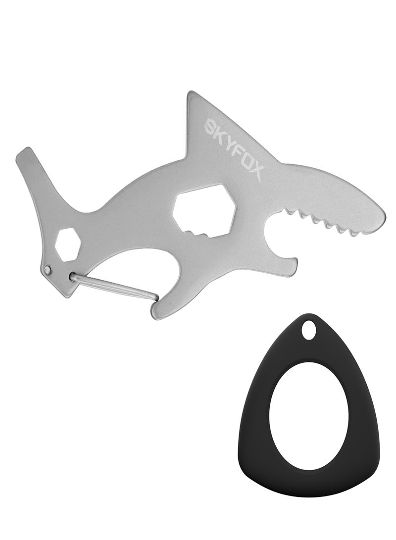 SKYFOX Multitool Carabiner Clip Keychain with AirTag Case, EDC Credit Card Tool with Bottle Opener,Screwdriver, Hex Wrench,Pry Bar for Hiking Camping Travel Adventure Tools - Image 1