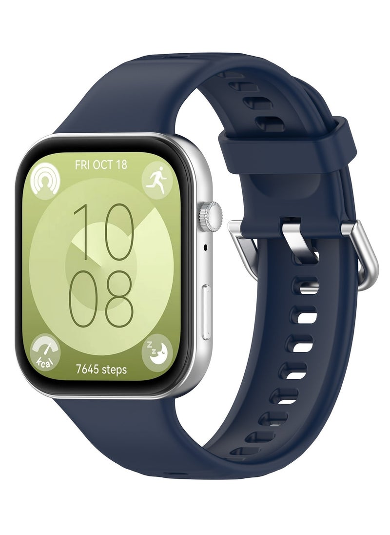 HW For Huawei Watch Fit3 Silicone Soft Watch Band & Clear Watch Protective Case Set Blue  - Image 3