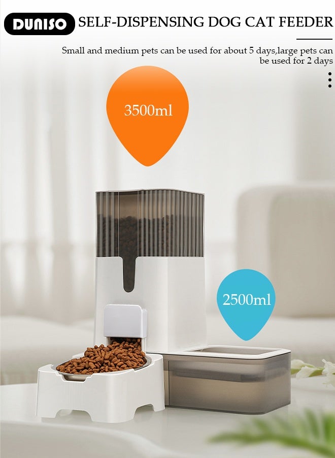 DUNISO Pet Feeder and Water Bowl Set Automatic Cat Food Dispenser with Stainless Steel Bowl Transparen Visible Auto Cat Feeder Pet Feeding Station for Cats and Small Dogs - Image 3