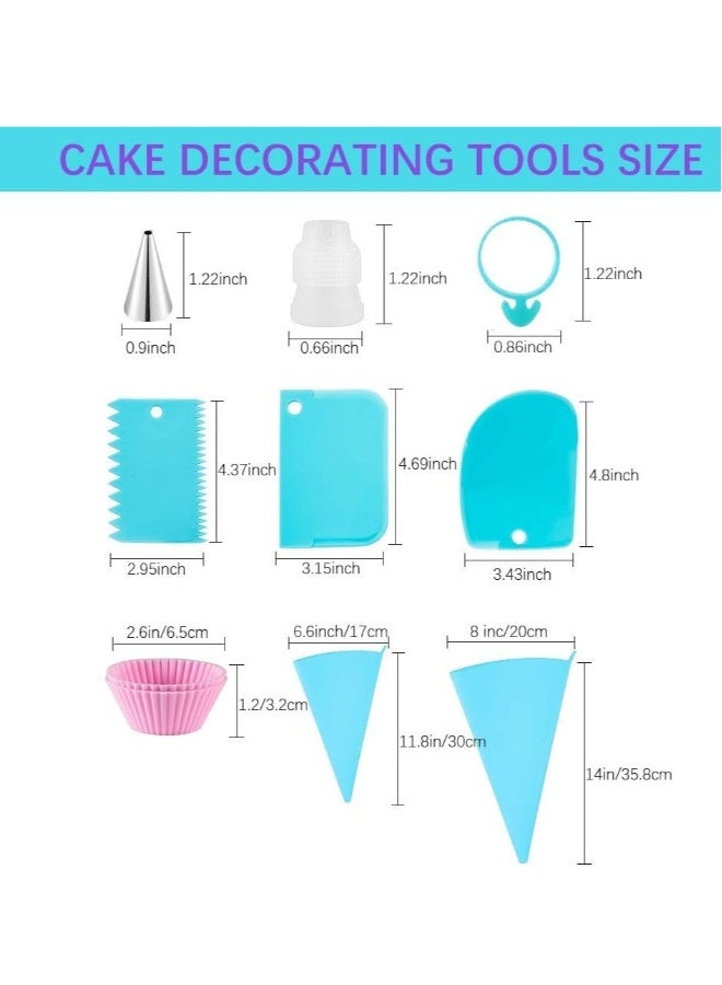 25 Pcs Cake Decorating Kits with Piping Bags and Tips - Includes 14 Stainless Steel Baking Nozzles, 2 Reusable Silicone Pastry Bags, 3 Icing Smoothers, 2 Couplers, Ties & Cupcake Molds - Image 3