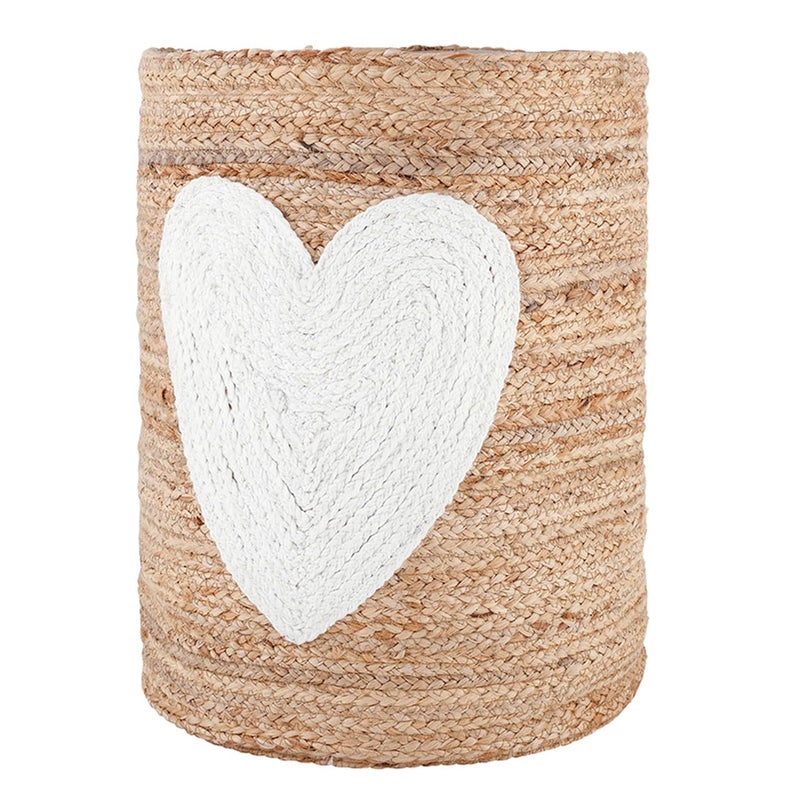 Santa Barbara Design Studio Baskets - Large Round Braided Jute Storage Basket, 14" x 18", Heart - Image 2