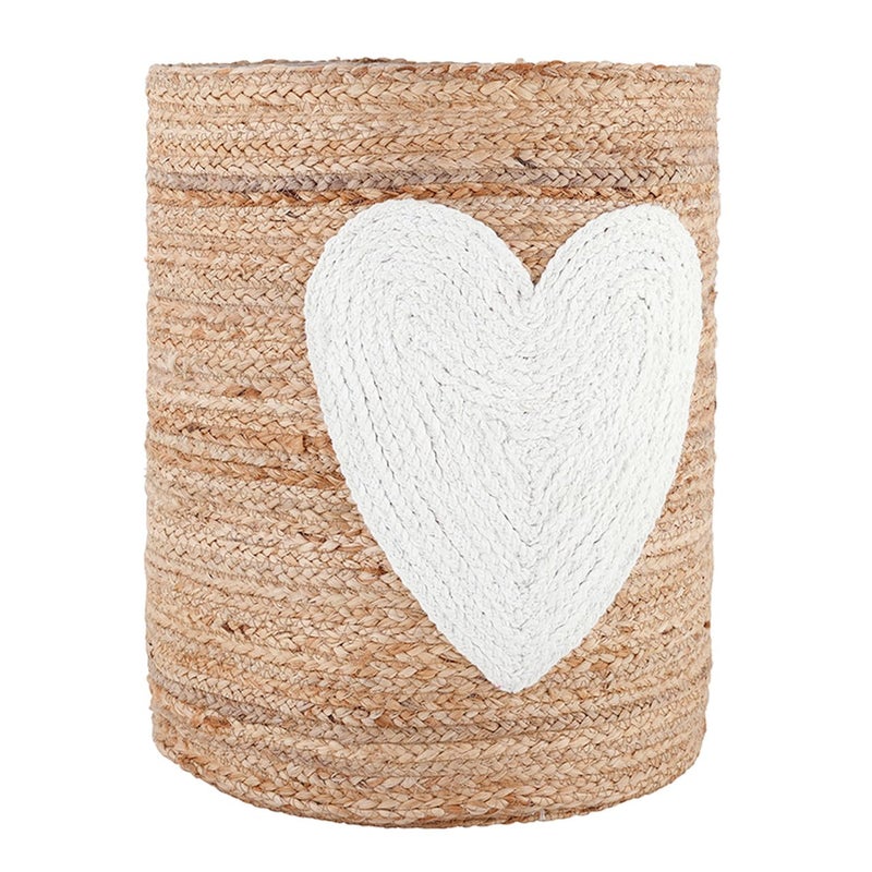 Santa Barbara Design Studio Baskets - Large Round Braided Jute Storage Basket, 14" x 18", Heart - Image 3