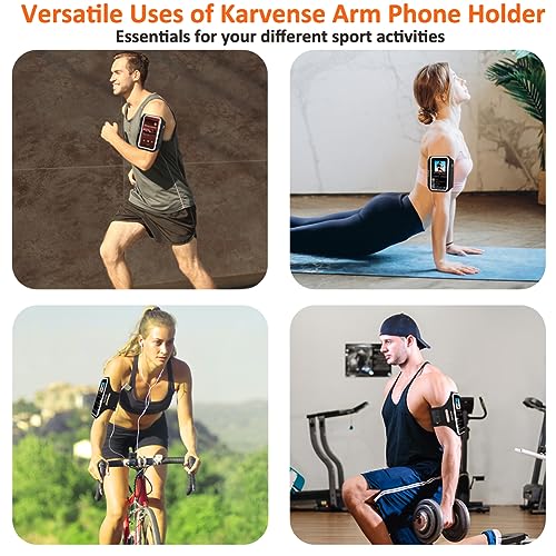 Karvense Running Phone Holder, Arm Band for Running for iPhone & Samsung Galaxy, Cell Phone Armband Holder for Walking, Gym, Workout, Men, Women, w/Adjustable Strap & Zipper Pocket (Black-L) - Image 3