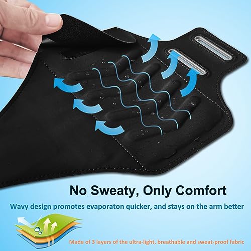 Karvense Running Phone Holder, Arm Band for Running for iPhone & Samsung Galaxy, Cell Phone Armband Holder for Walking, Gym, Workout, Men, Women, w/Adjustable Strap & Zipper Pocket (Black-L) - Image 5