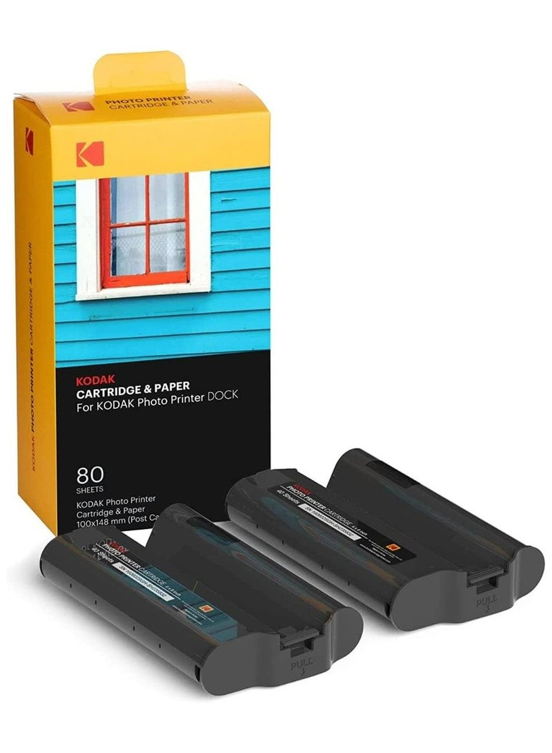 Kodak KODAK Dock Plus & Dock Photo Printer Cartridge PHC-80 – Cartridge Refill & Photo Paper- 80 Pack  - Image 1