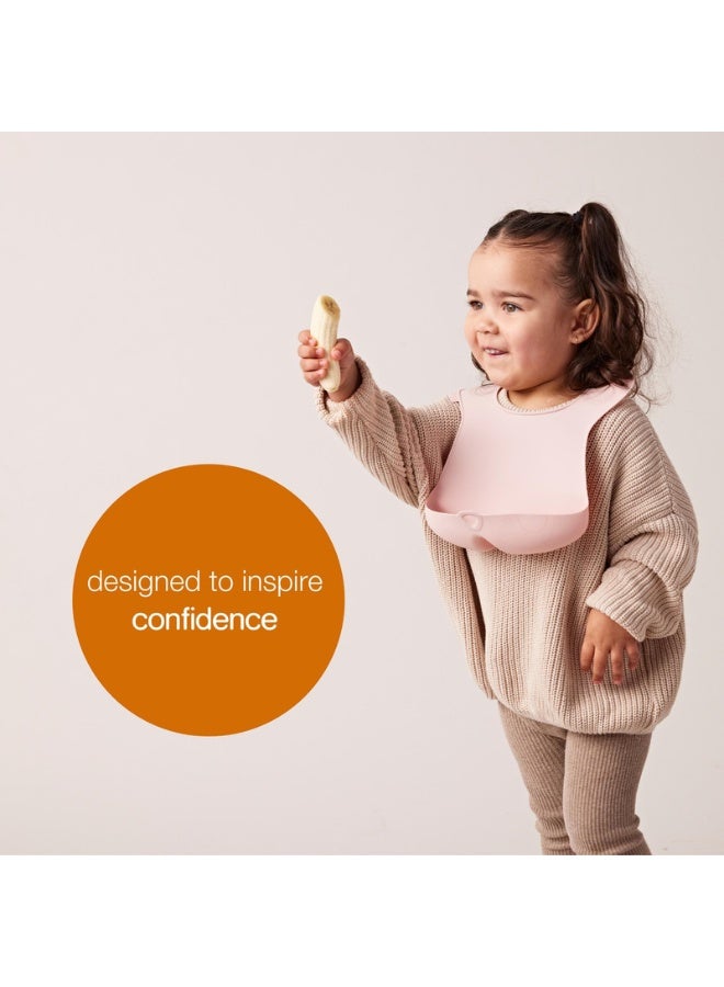 b.box Silicone Bib, Stay open Catcher, Rolls for Easy on the go use, Non-stick silicone, Adjustable, Tapered Fit, Dishwasher Safe, From 4m+ - Image 5