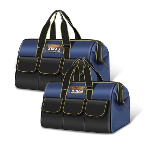 Tool Bag 2Pack Set AIRAJ 14 16 Portable Tool Bag Wide Mouth Tool Bags for Men and Women Small Tool Tote Tool Organizer for Home RepairsGarage StorageProfessional Work Tool Box