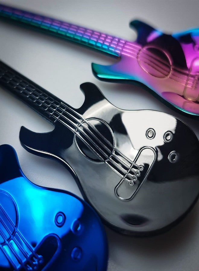 Caballus Guitar Dessert Spoons Coffee Teaspoons Set, Stainless Steel Colorful Dessert Spoons, Cute Demitasse Tea Scoop for Stirring Drink Mixing Milkshake Jam(Lucky 7) - Image 5
