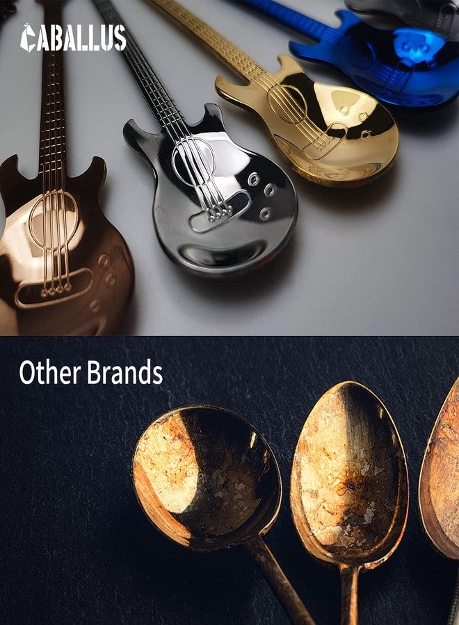 Caballus Guitar Dessert Spoons Coffee Teaspoons Set, Stainless Steel Colorful Dessert Spoons, Cute Demitasse Tea Scoop for Stirring Drink Mixing Milkshake Jam(Lucky 7) - Image 4