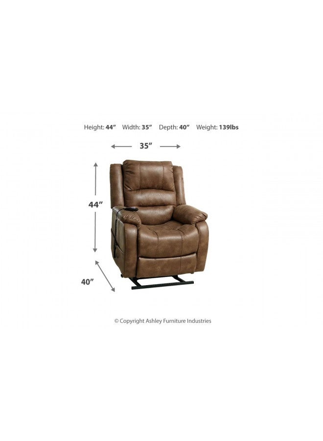 Signature Design by Ashley Signature Design By Ashley Yandel Faux Leather Electric Power Lift Recliner For Elderly, Brown  - Image 4