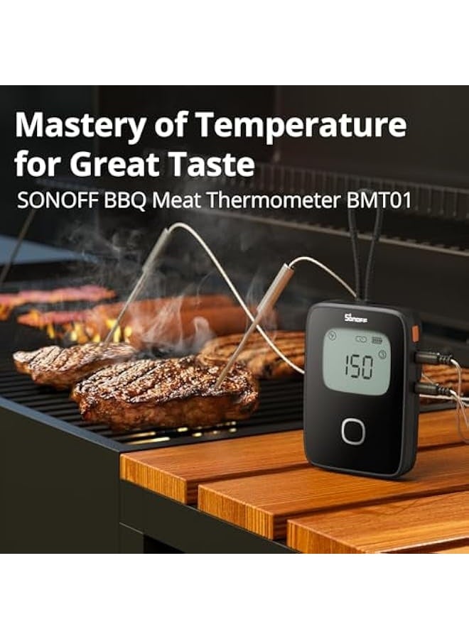 SONOFF Meat Thermometer, Wireless Meat Thermometer for Smoker Oven, Digital Grill Thermometer with 2 Probes, Timer Mode,Smart LCD Backlight,Notification Alert,BBQ Thermometer - Image 2
