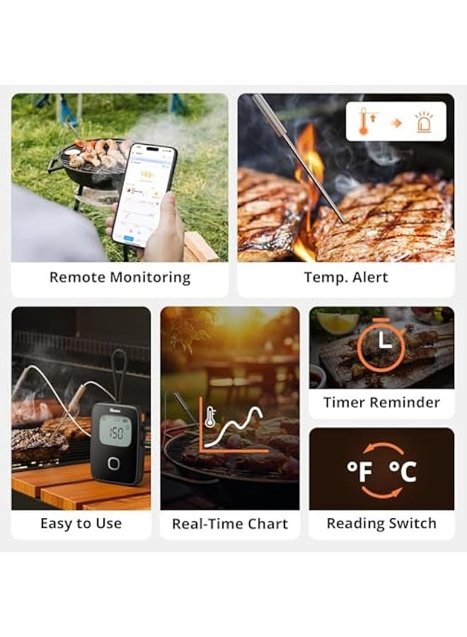 SONOFF Meat Thermometer, Wireless Meat Thermometer for Smoker Oven, Digital Grill Thermometer with 2 Probes, Timer Mode,Smart LCD Backlight,Notification Alert,BBQ Thermometer - Image 3
