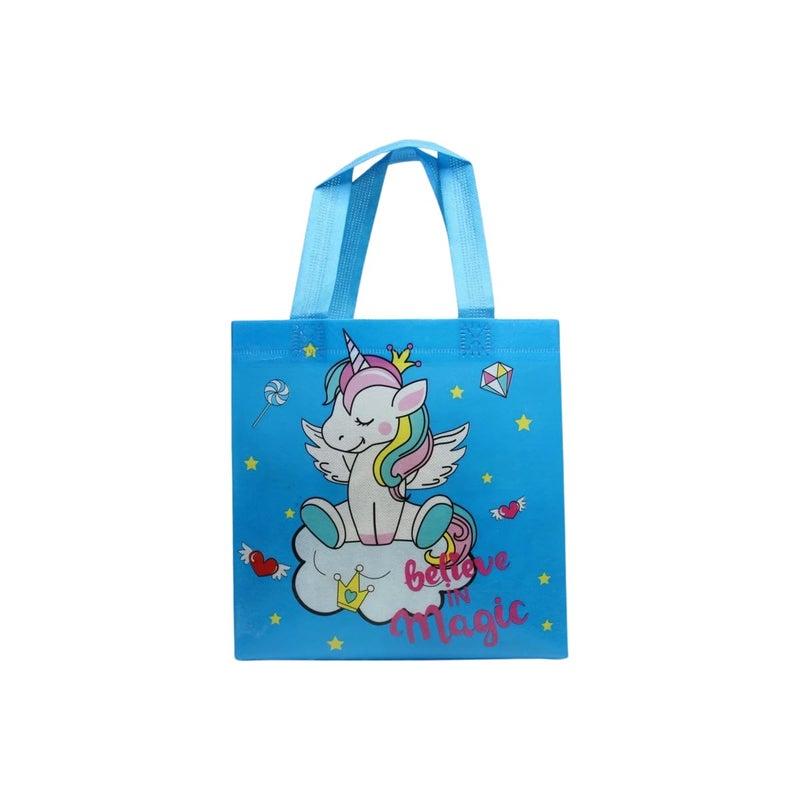Wonderland SET of 6 Unicorn Print Non Woven Bag for Children birthday return gift bag, boy, girl gifting bag - Image 5