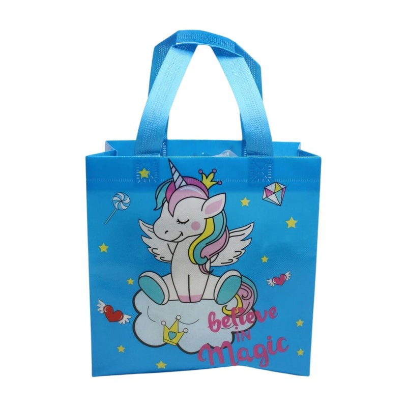 Wonderland SET of 6 Unicorn Print Non Woven Bag for Children birthday return gift bag, boy, girl gifting bag - Image 2