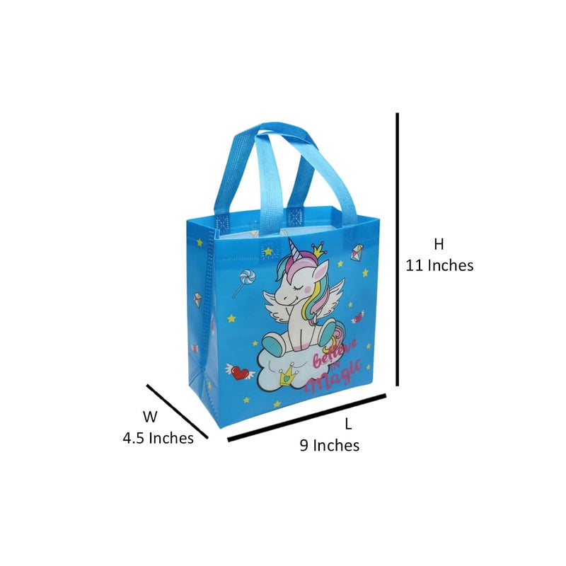 Wonderland SET of 6 Unicorn Print Non Woven Bag for Children birthday return gift bag, boy, girl gifting bag - Image 3