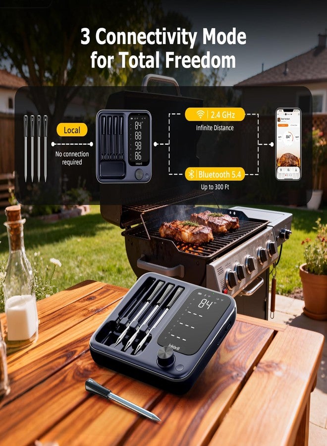 InkGrill Wireless Meat Thermometer with APP Control，4 Probes Meat Thermometer Digital, Unlimited Range WiFi & Bluetooth Meat Thermometerfor for Rotisserie, Grill, Oven, Smoker, BBQ, Air Fryer - Image 2