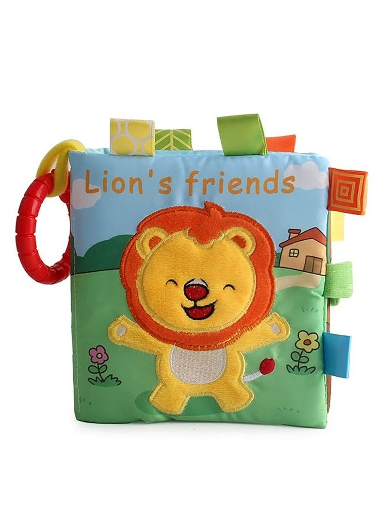 كابتن تيك Baby Soft Cloth Book Crinkle Book Early Educational Learning Toy Fabric Book for Infants Toddler Baby (Lion) - Image 1