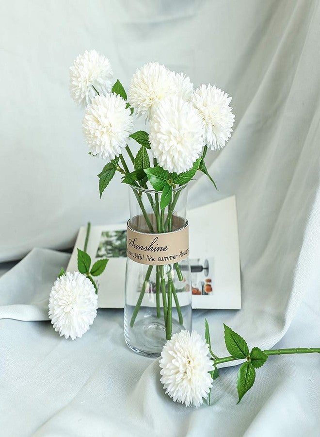 Floweroyal 12pcs Artificial Chrysanthemum Ball Flowers Silk Hydrangea Bridal Wedding Bouquet for Home Garden Party Office Coffee House Decoration (Cream White) - Image 4