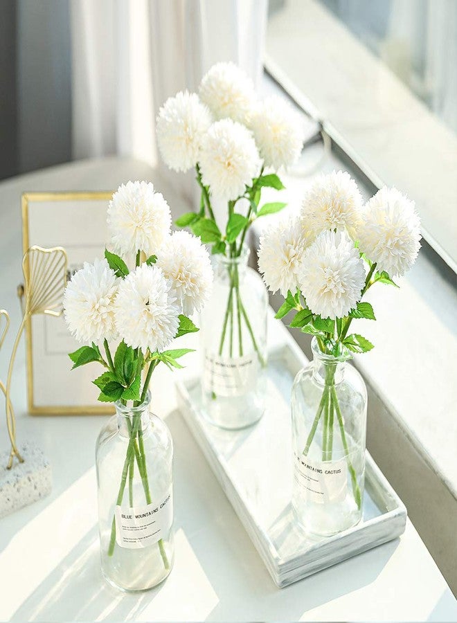 Floweroyal 12pcs Artificial Chrysanthemum Ball Flowers Silk Hydrangea Bridal Wedding Bouquet for Home Garden Party Office Coffee House Decoration (Cream White) - Image 5