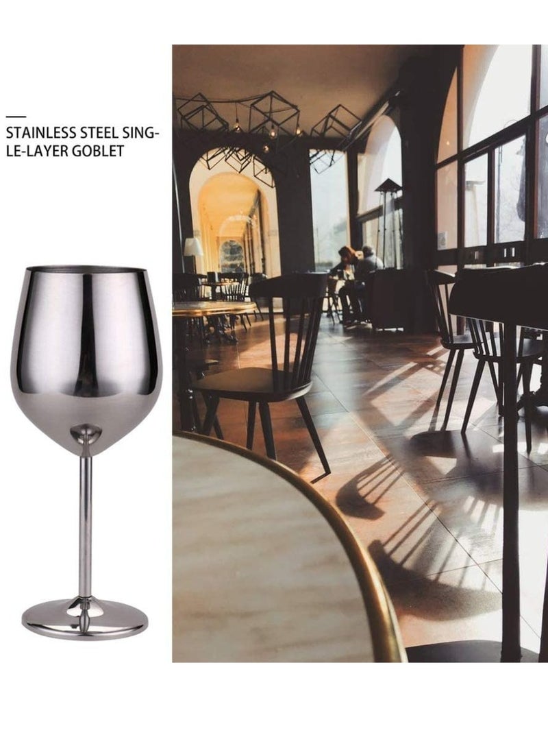 Drank Glass, Stainless Steel Metal Stemmed Drank Glasses Shatter Proof Glasses Unbreakable for Juice Drink Birthday Party Anniversary 2PCS (Silver) - Image 3