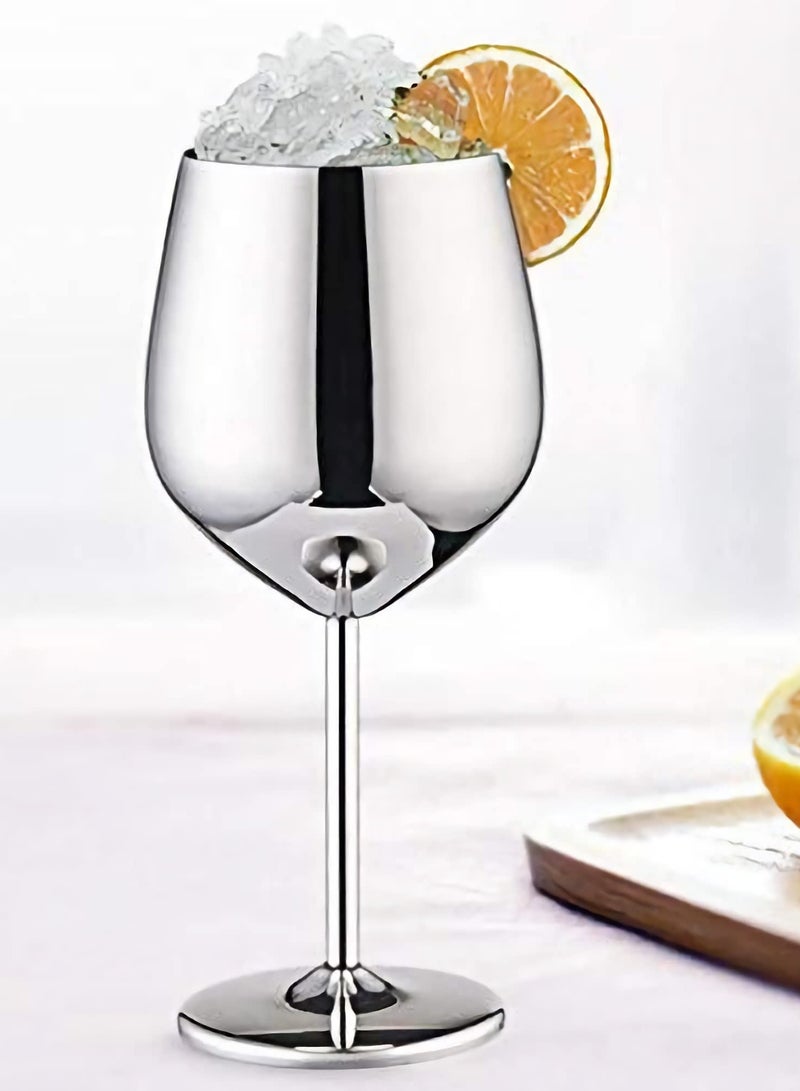 Drank Glass, Stainless Steel Metal Stemmed Drank Glasses Shatter Proof Glasses Unbreakable for Juice Drink Birthday Party Anniversary 2PCS (Silver) - Image 5