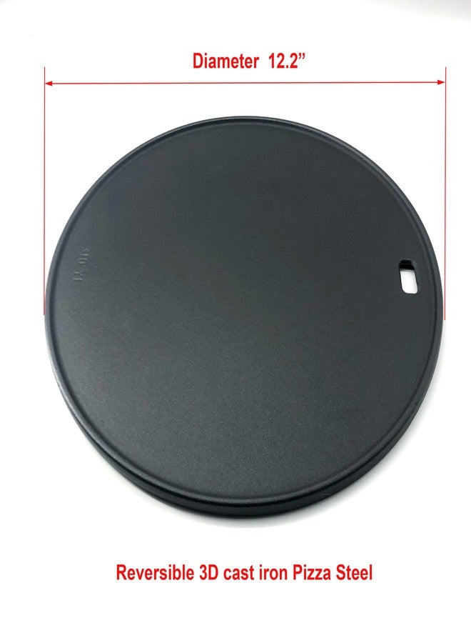 GRILLJOB Round Pizza Steel 12" - Reversible 3D Cast Creates Gorgeous Crusts, Enamelled Cast Iron Pizza Baking Stone For Oven, Round Griddle, Speed & Even Heating Baking Steel Griddle - Image 3