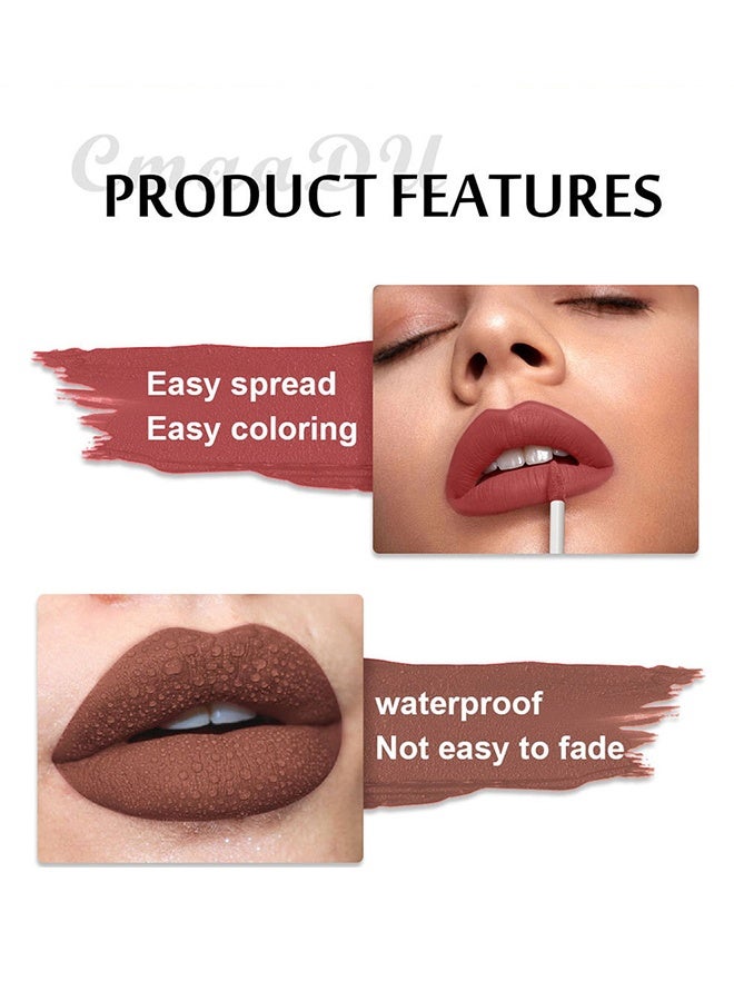 CmaaDu Red Matte Liquid Lipstick Lip Gloss Glossy Set，24 Hour Silky Velvet Lipstick labiales matte larga duracion mate 24 horas originales 08# - Image 4