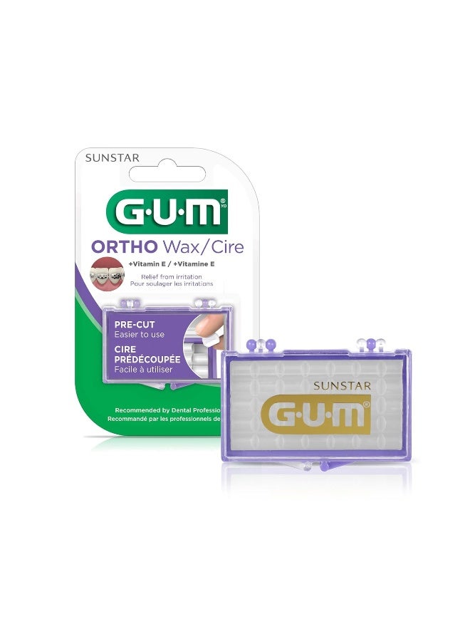 GUM Orthodontic Wax for Braces and Dental Devices - Soothing Dental Wax with Vitamin E and Aloe Vera - Clear Color - Unflavored (Pack of 1) - Image 1