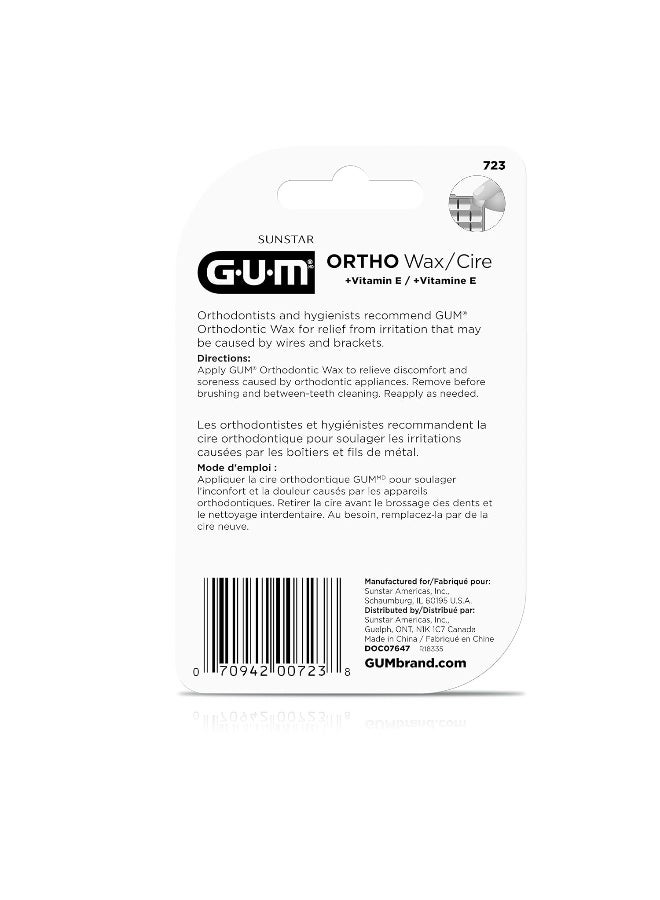 GUM Orthodontic Wax for Braces and Dental Devices - Soothing Dental Wax with Vitamin E and Aloe Vera - Clear Color - Unflavored (Pack of 1) - Image 3