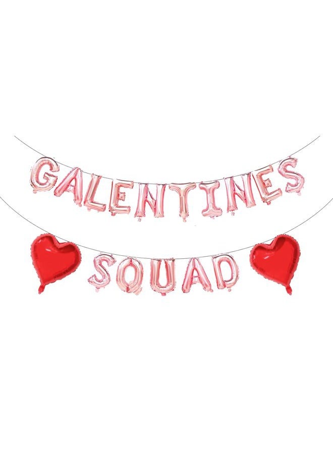 Zdshow Galentines Squad 16in Rose Gold Balloon, Galentine's Day Decor with Leslie Knope Theme, Rose & Red, Includes Balloon Banner - Image 1