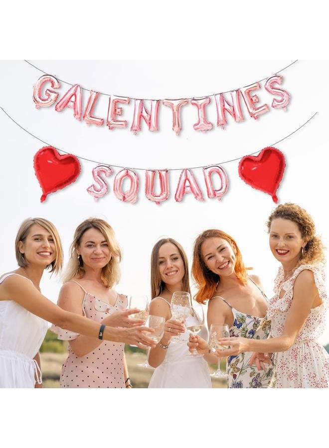 Zdshow Galentines Squad 16in Rose Gold Balloon, Galentine's Day Decor with Leslie Knope Theme, Rose & Red, Includes Balloon Banner - Image 4