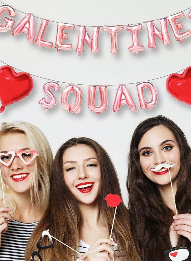 Zdshow Galentines Squad 16in Rose Gold Balloon, Galentine's Day Decor with Leslie Knope Theme, Rose & Red, Includes Balloon Banner - Image 3