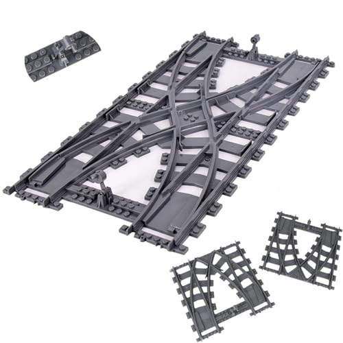enttgo City Train Track Building Block Accessories Train Track Accessories and Railway Track Expansion are Compatible with All Major Brands Two Way Track Change - Image 1