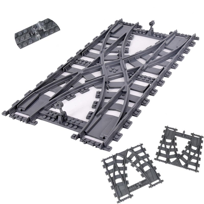 enttgo City Train Track Building Block Accessories Train Track Accessories and Railway Track Expansion are Compatible with All Major Brands Two Way Track Change - Image 3