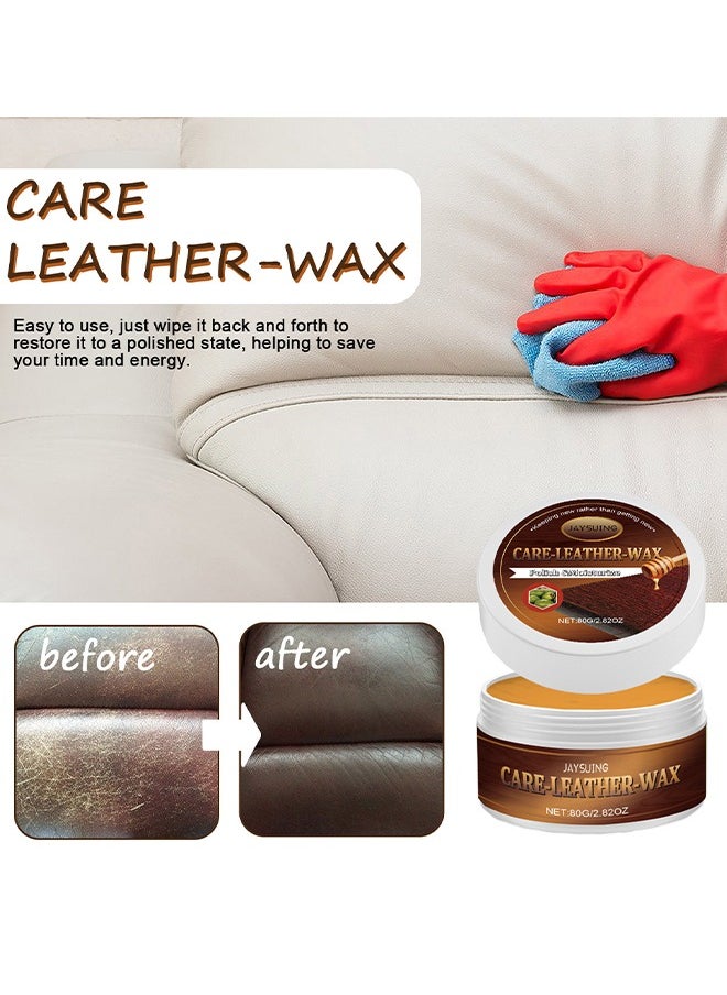 Jaysuing Leather Care Wax, Furniture Leather Scratch Remover, Leather Couch Scratch Repair, Leather Salve With Sponge, Leather Salve For Furniture, Suitable For Furniture Leather Sofa Car Seats, 80G  - Image 5