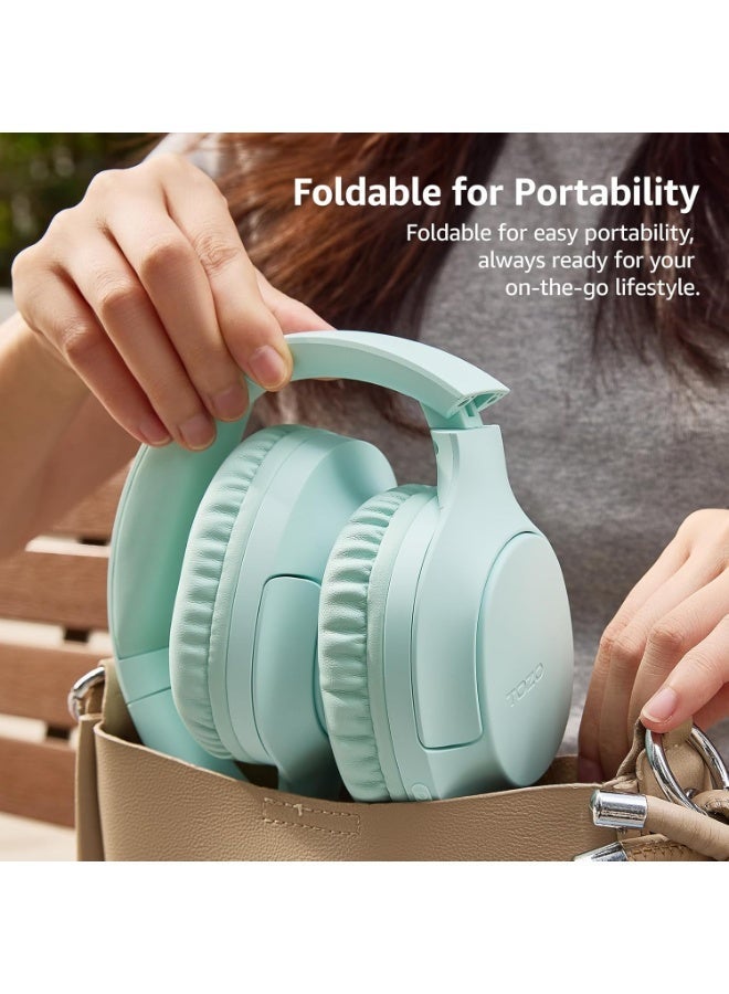 TOZO Bluetooth 5.4 Over Ear Headphones, ENC Call Noise Cancelling Mic, Foldable Wireless Headset, 70H Playback, Deep Bass Stereo Sound, Customizable EQ via Button & App, for Travel and Home, Upgraded - Image 2