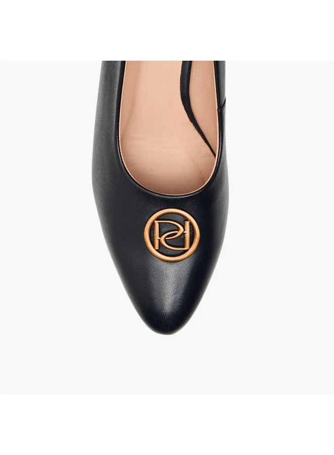 Paprika Women's Solid Slip-On Leather Pumps with Block Heels